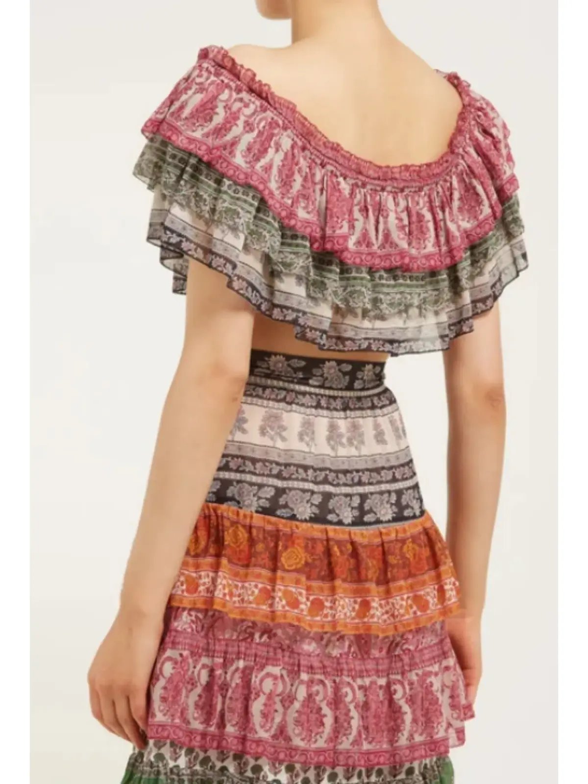 Zimmermann Amari Tiered Crop and Maxi Skirt Set Multi Size 1 / AU 10 photo 3