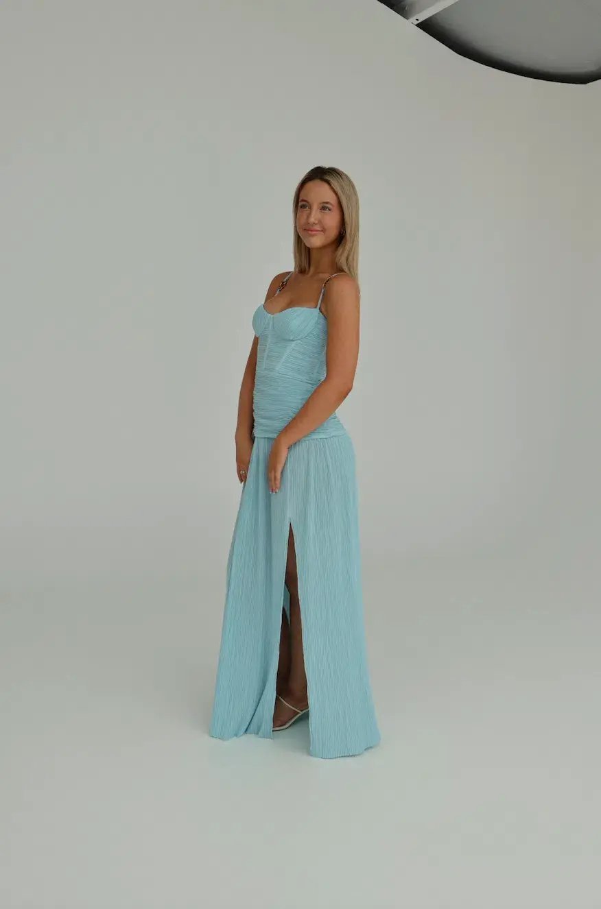 Manning Cartell Double Time Pleat Dress Acqua Spritz Size 8 photo 3
