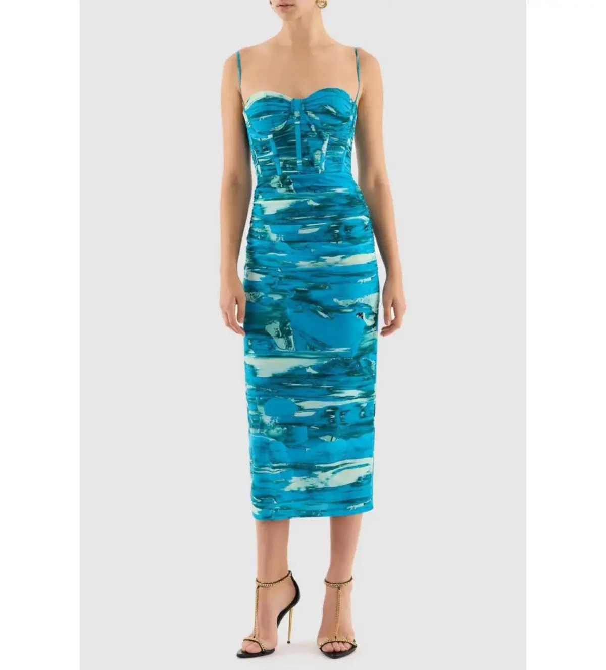 Rebecca Vallance  Marine Mirage Midi Dress Blue Size 8 photo 2