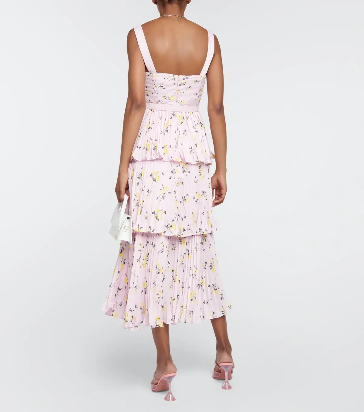 Self Portrait Satin Midi Dress Pink Floral Size 8 photo 3