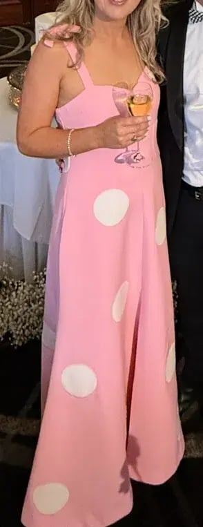 By Johnny Dolcetto Spot Ankle Dress in Pink Ivory Size 10 photo 7