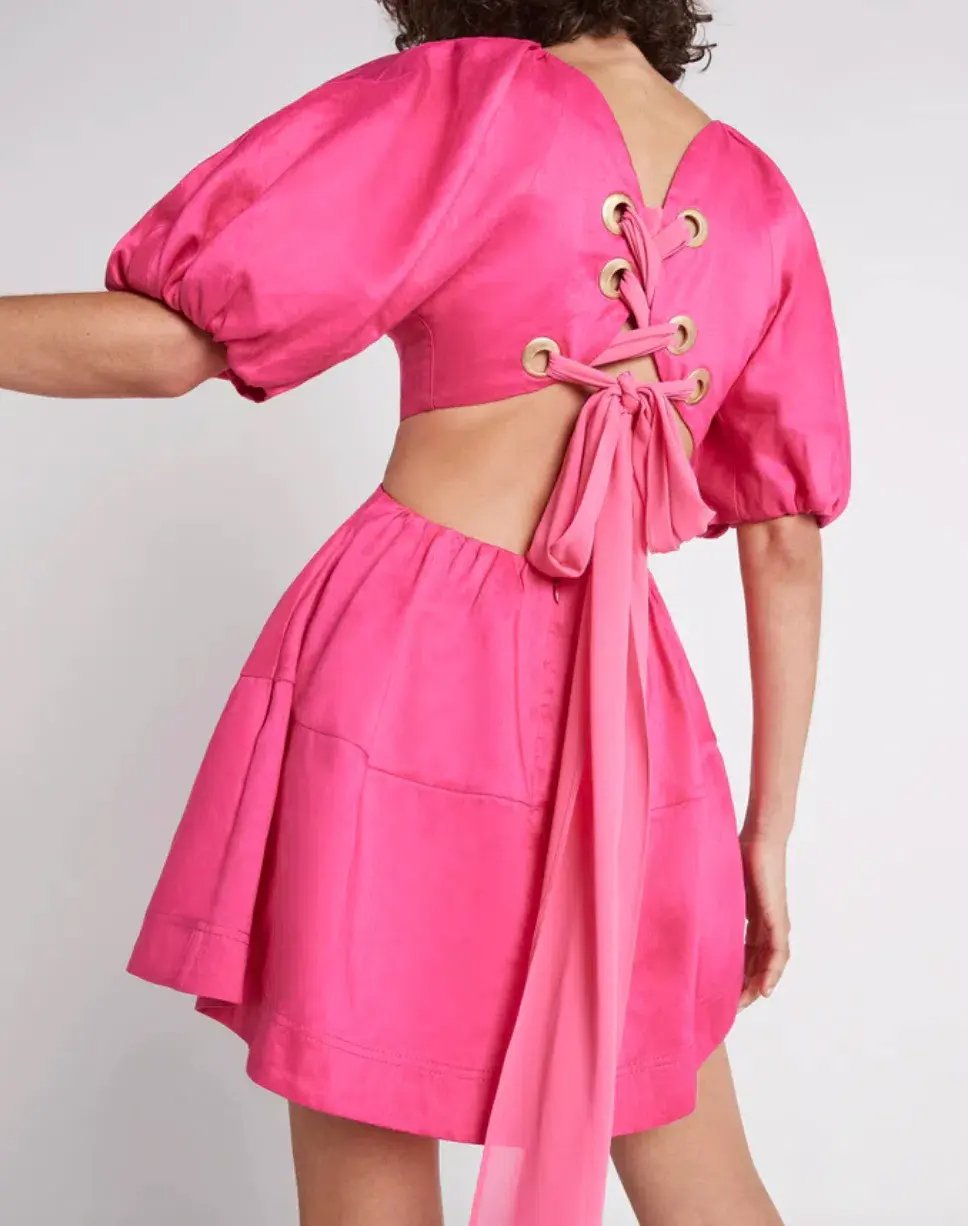 Aje Admiration Lace Up Mini Dress Pink Size 6 photo 2
