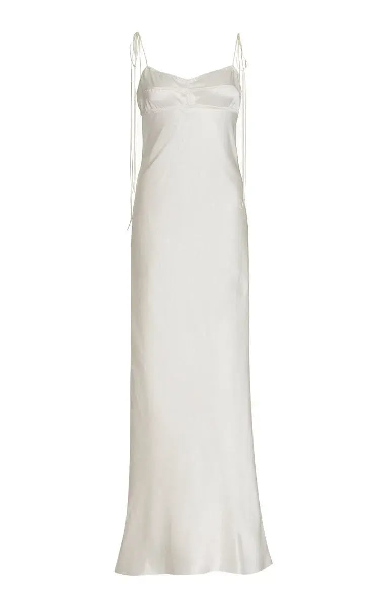 Anna October Paris Open Back Satin Maxi Slip Dress White Size S / Au 8 photo 3