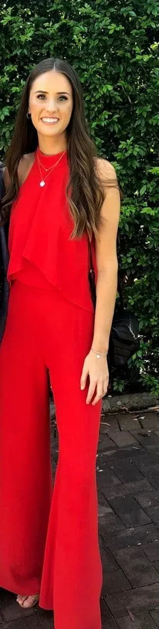 Carla Zampatti Flame Crepe Top and Pants Set Red Size 10 photo 3