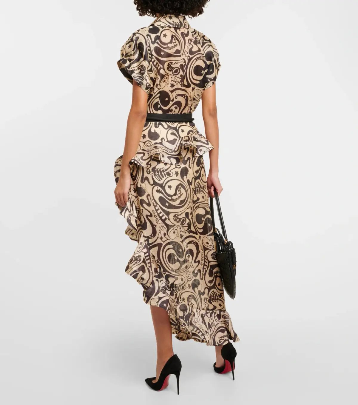 Zimmermann Black Tea Abstract Musical Matchmaker Waterfall Blouse & Skirt Set Size 0/8 AU photo 2