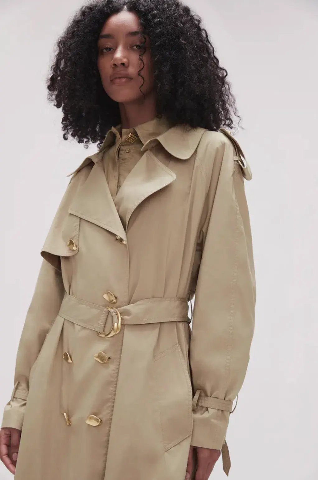 Aje Prima Pleat Trench Coat Desert Khaki Size 12 photo 2