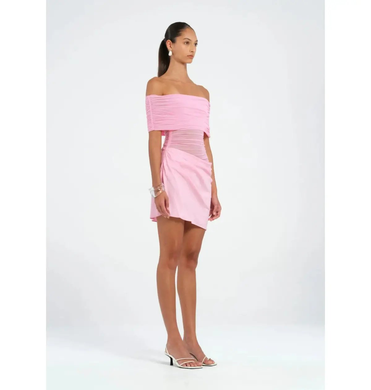 Benni  Nico Off Shoulder Mini Dress Buttergum Pink Size AU 8 photo 2