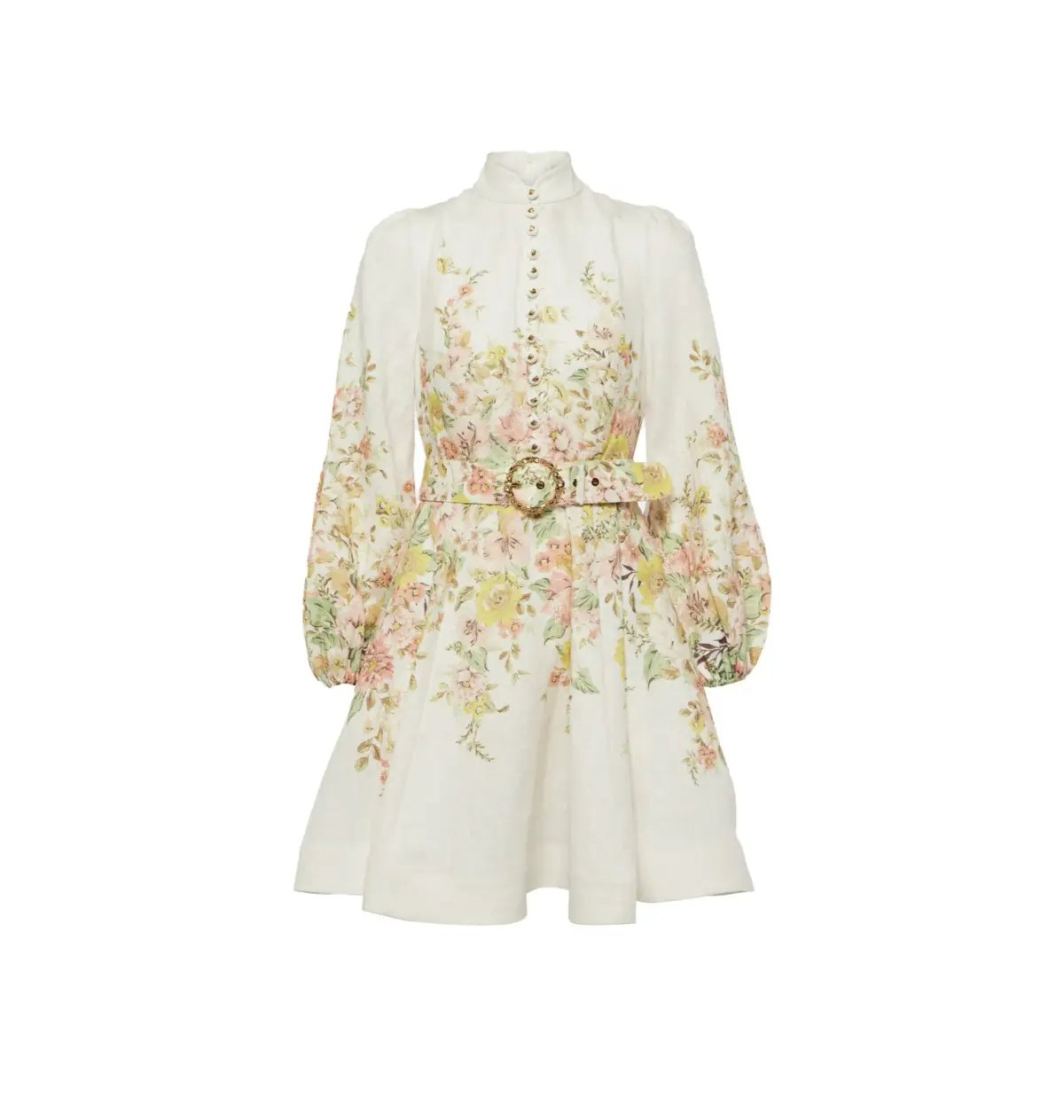 Zimmermann Matchmaker Buttoned Mini Dress Ivory Coral Floral Size 1 / AU 10 photo 4