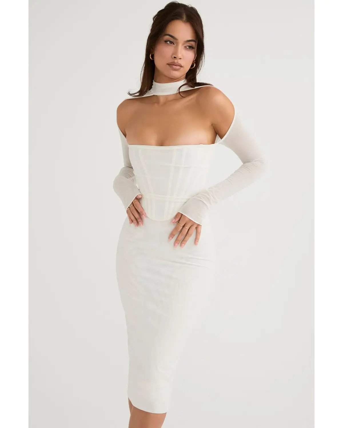 House of CB Milarose Midi Dress White Size AU 8 photo 2