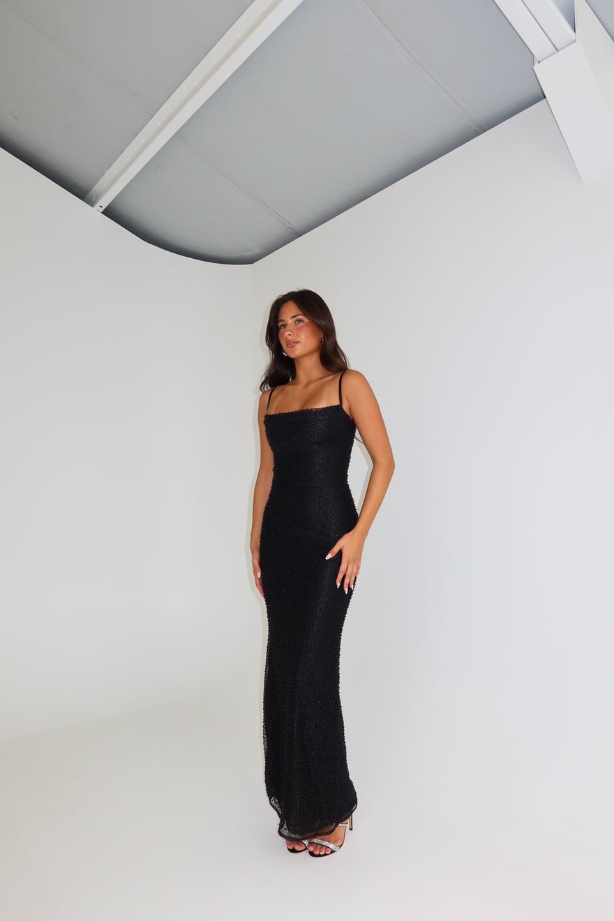 House of CB Calla Pearl Gown Black photo 3