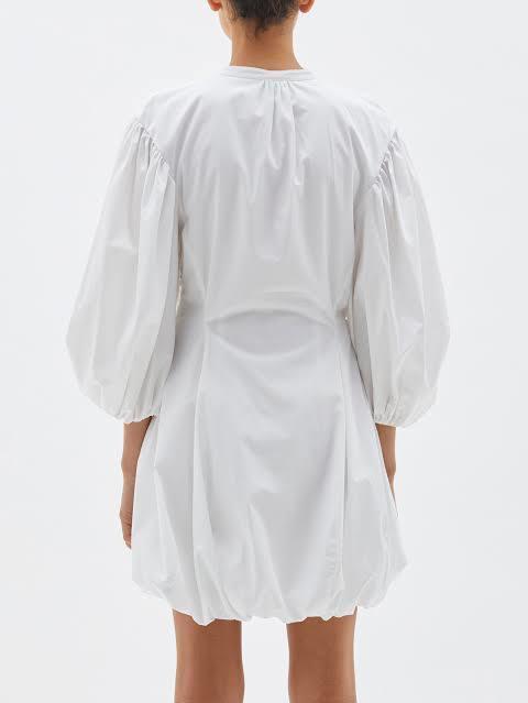 Bassike Gathered Balloon Dress White Size 10 photo 2