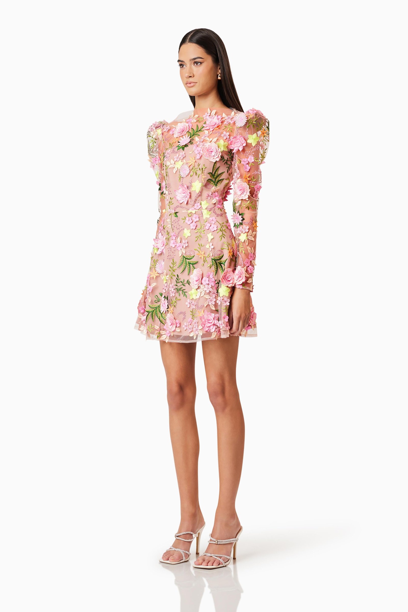 ELLIATT AELLA LONG SLEEVE ALINE MINI DRESS - PINK MULTI photo 6