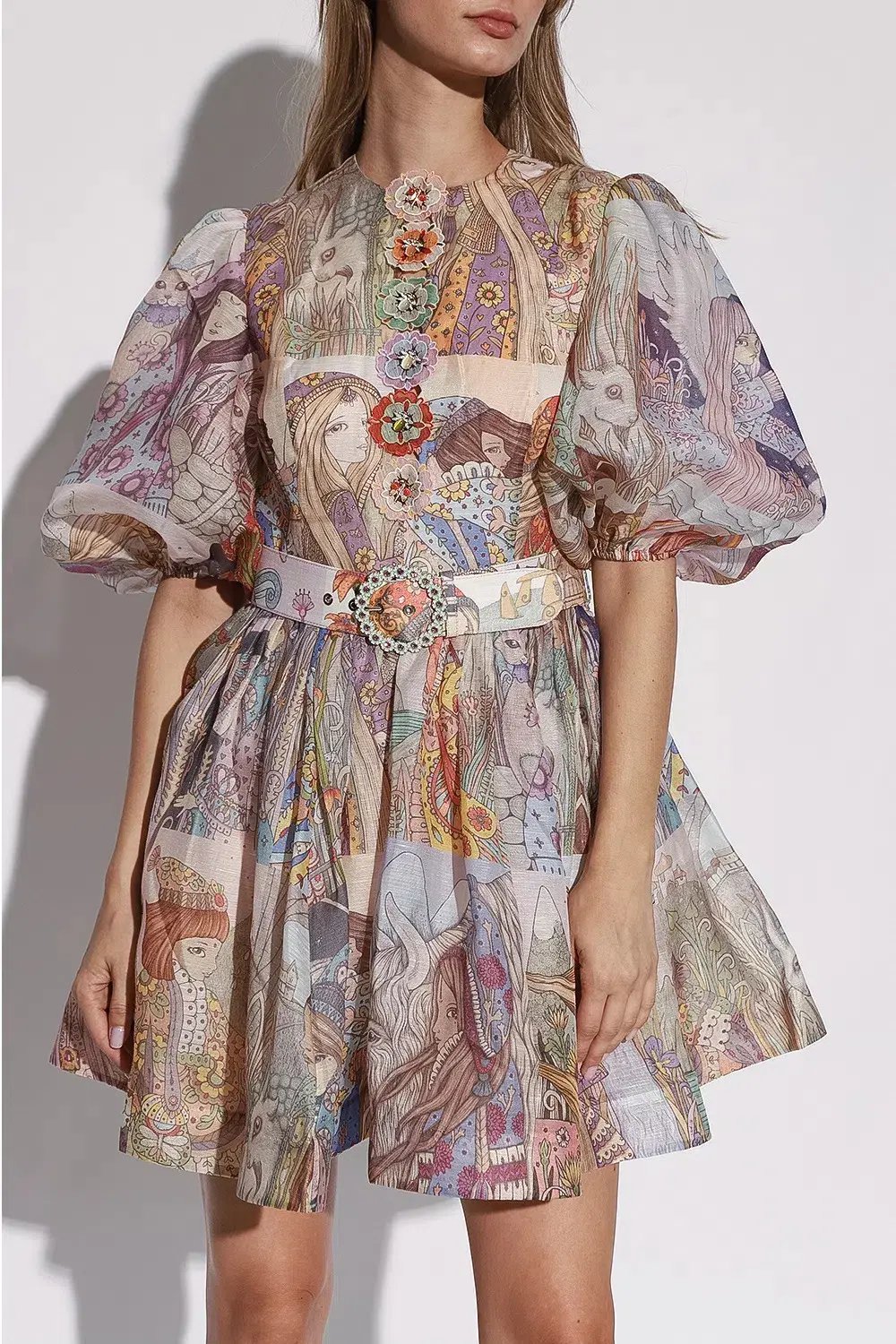 Zimmermann Kaleidoscope Puff Sleeve Mini Dress Multi Size 1 / AU 10 photo 2