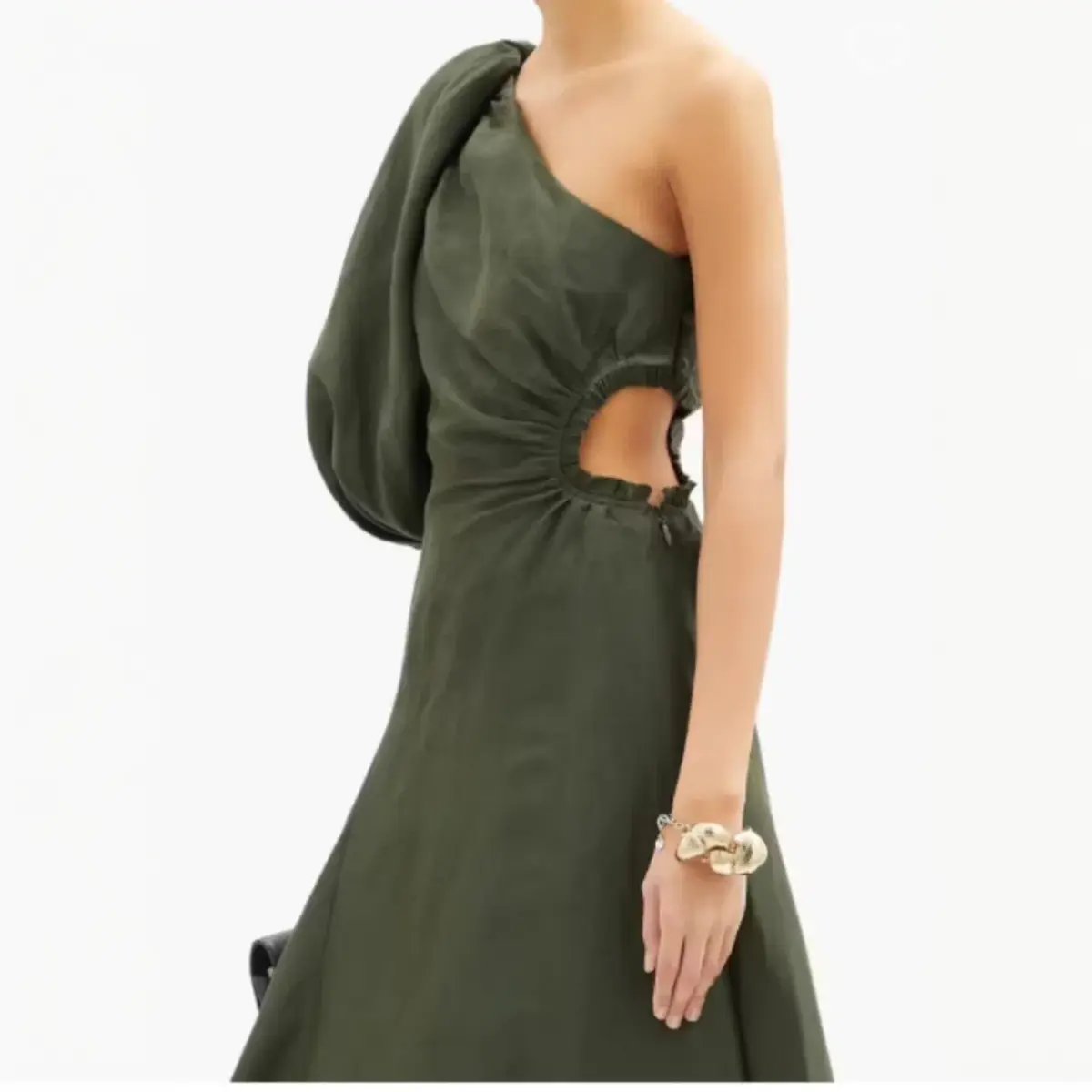 AJE Concept One Shoulder Puff Sleeve Midi Dress Green Size AU 10 photo 4