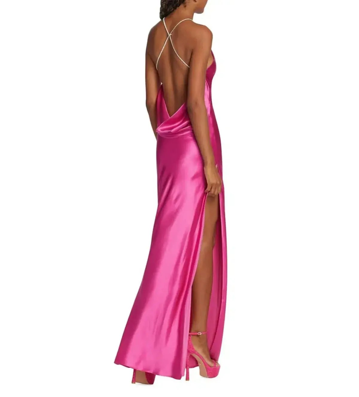 Michael Lo Sordo Charlie Bias Halter Dress Pink Size AU 8 photo 3