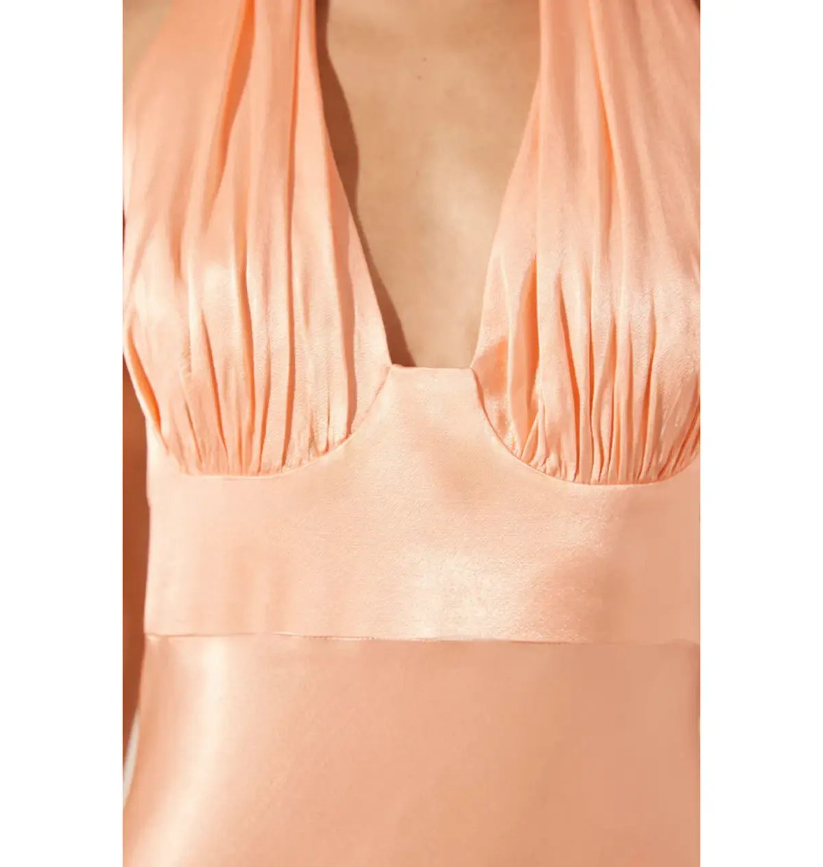 Shona Joy Plunged Halter Midi Dress Peach Size AU 10 photo 2