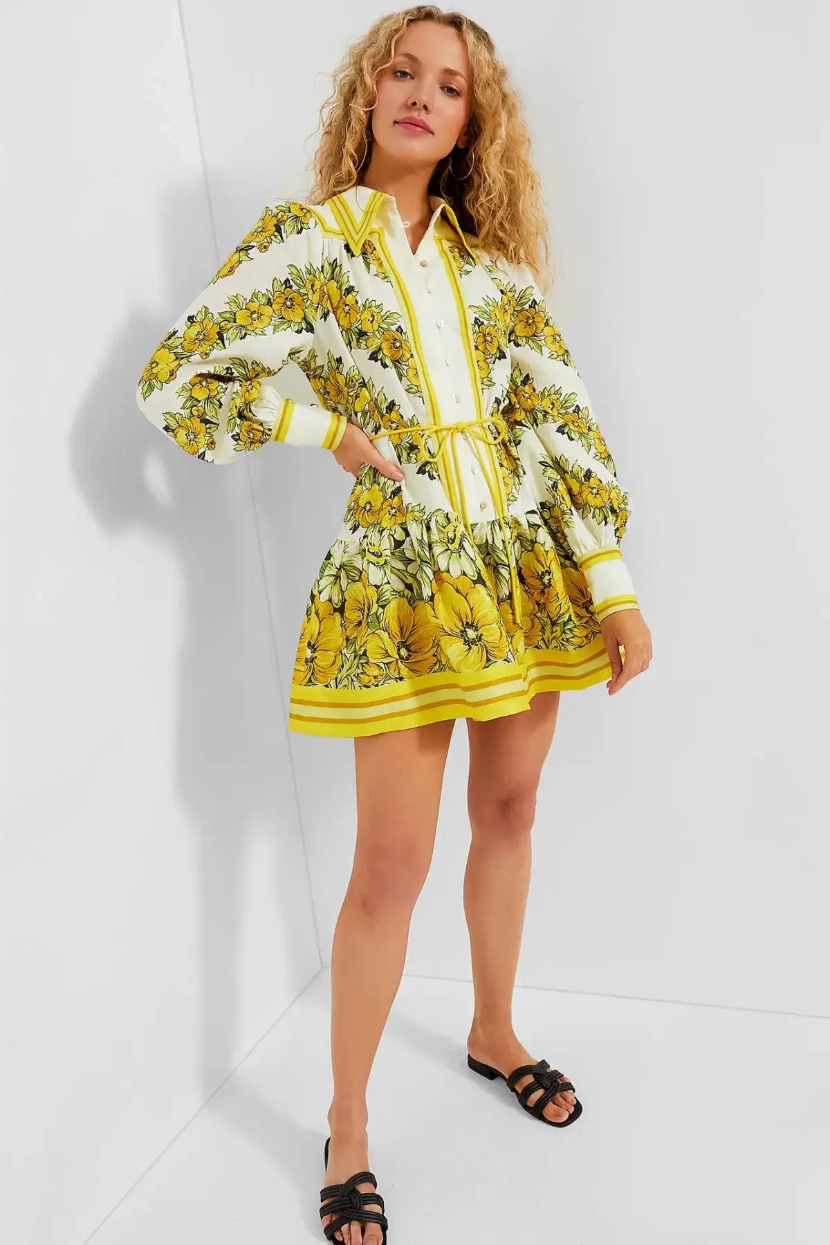 Alemais Gisela Mini Dress Yellow Floral Size 4 AU / 0 US photo 6