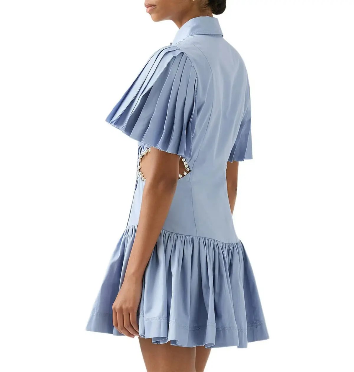 Aje Mythos Pearl Waist Mini Dress Steel Blue Size AU 10 photo 3