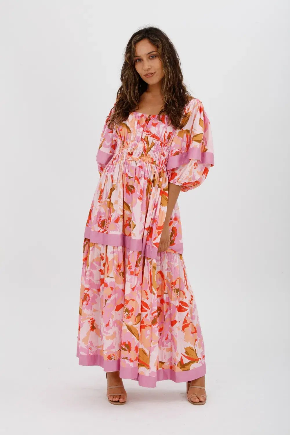 Acler Wayland Short Sleeve Printed Midi Dress Pink Floral Size 8 photo 8