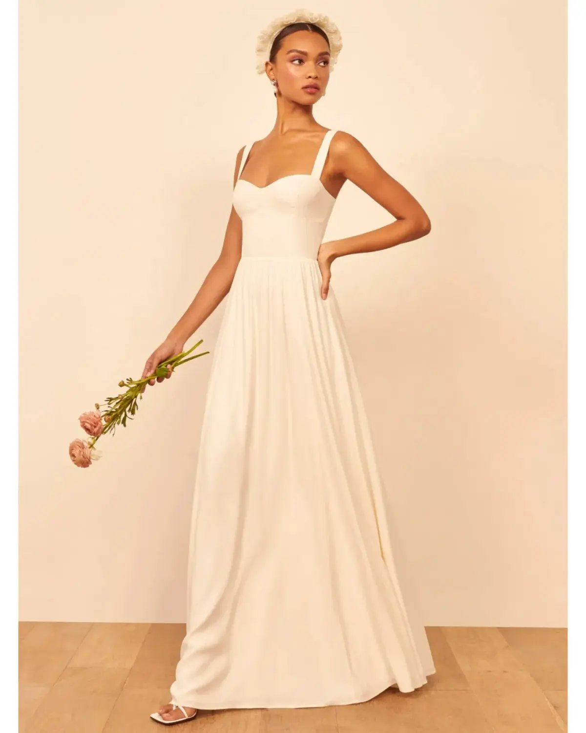 Reformation Hollyhock Dress Cream Size 6 photo 2