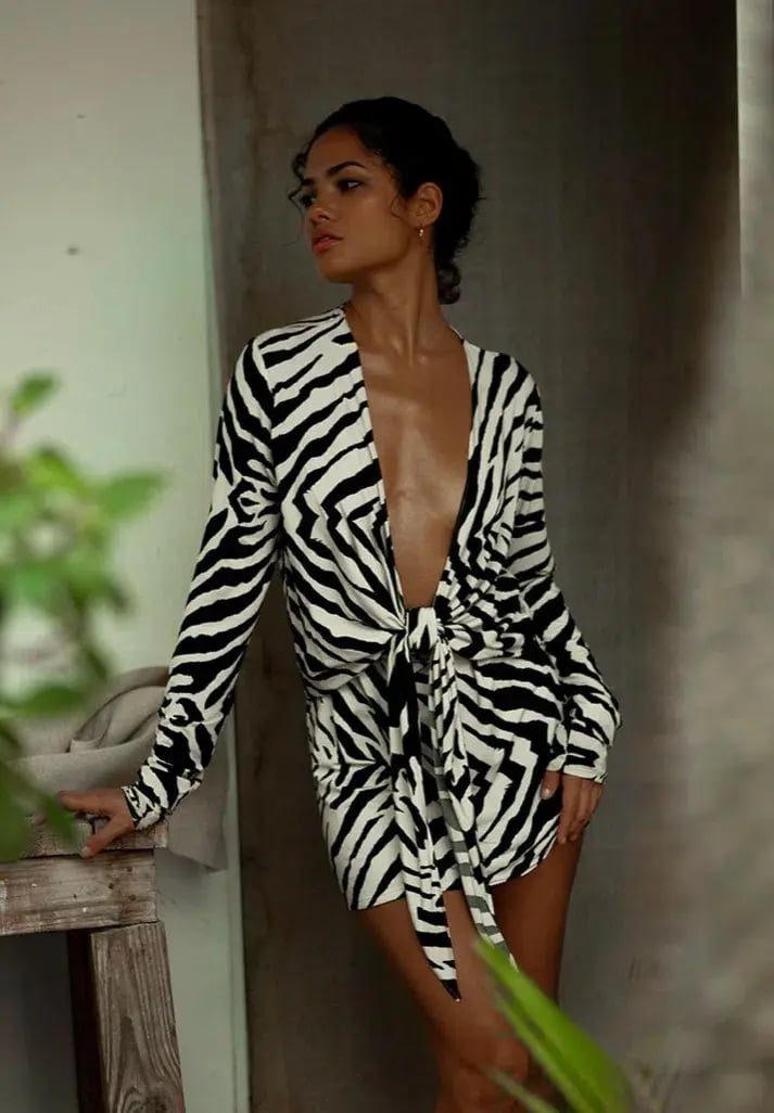 Rat & Boa Allegra Dress Zebra Print Size S/AU 8 photo 2