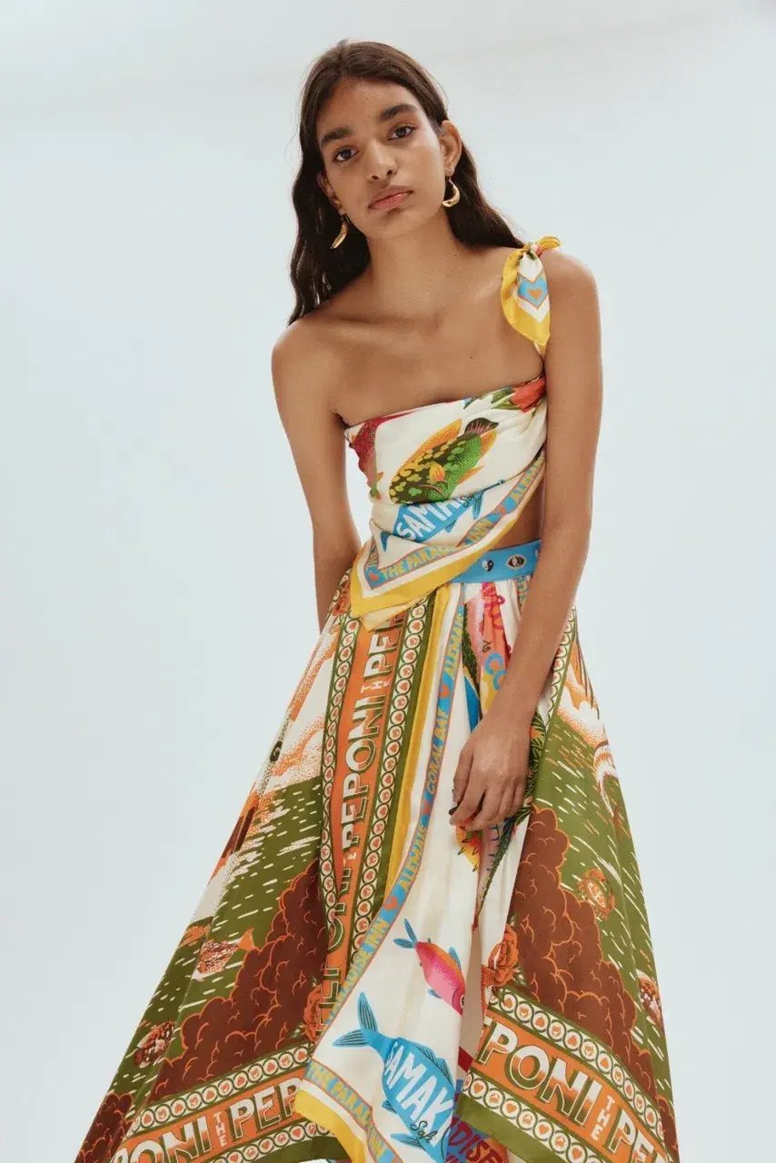 Alemais Samaki Scarf Top & Paradiso Silk Scarf Skirt Set Multi Size 10 AU photo 2