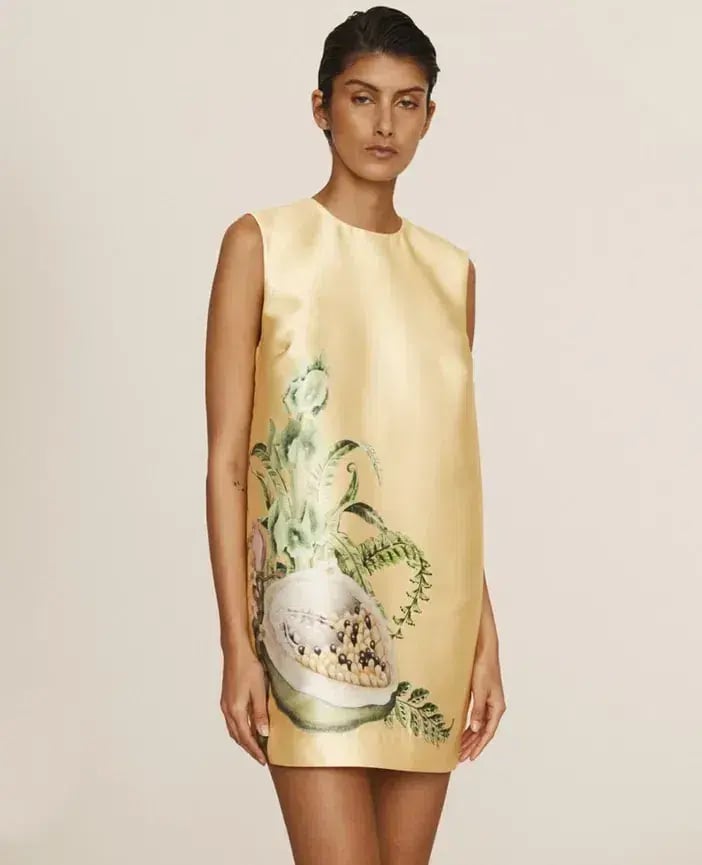 Alemais Sol Satin Crepe Mini Dress Yellow Size 10 photo 2