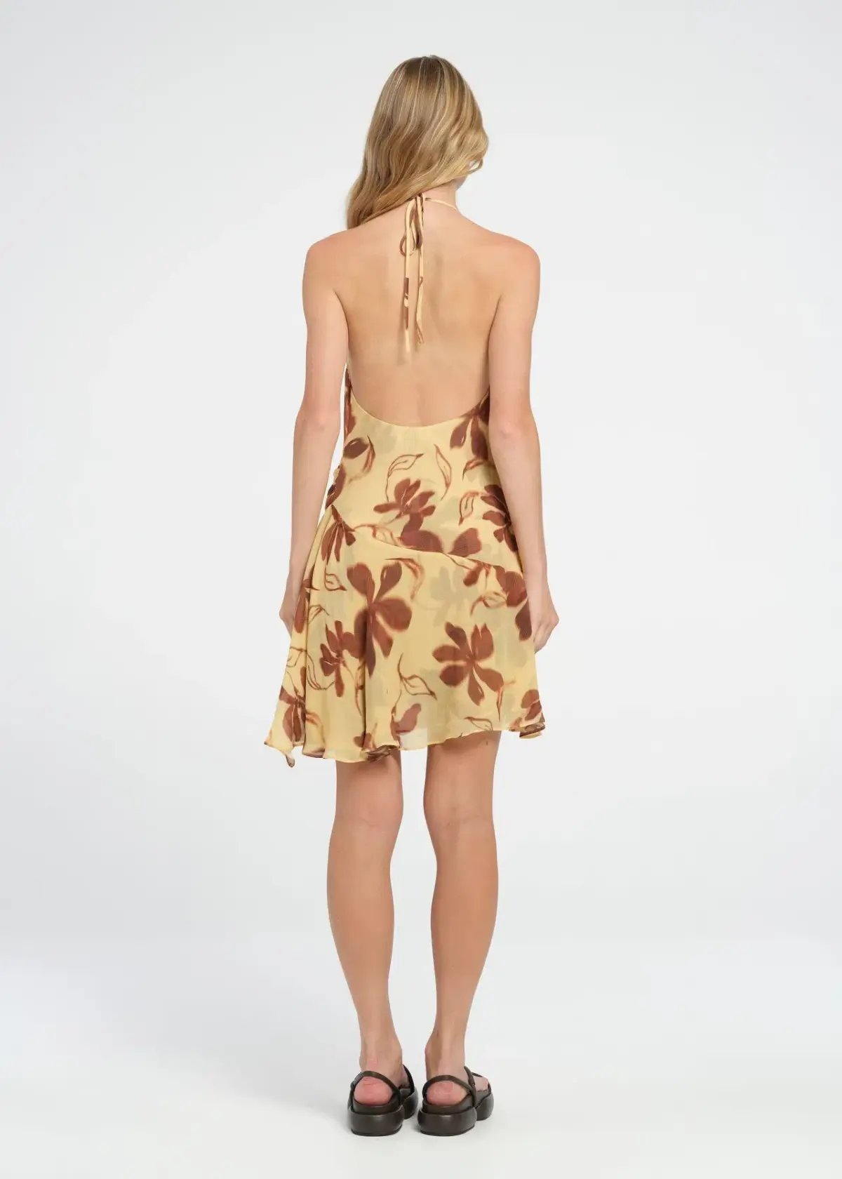 Benni Harlow Halter Mini Dress Yellow Size 8 photo 4