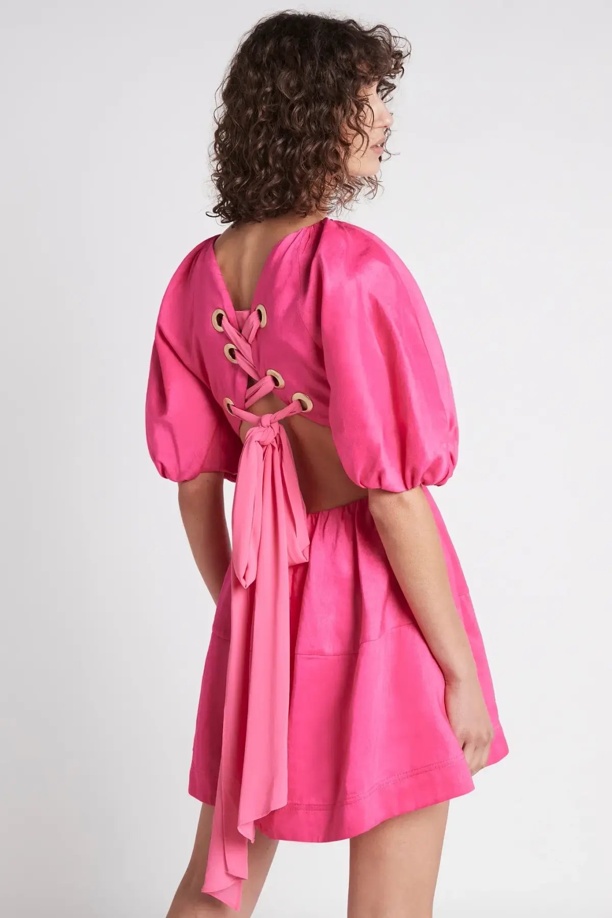 Aje Admiration Lace Up Mini Dress Pink Size 6 photo 4