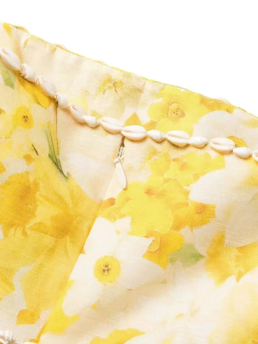 Zimmermann Wonderland Shell Embellished Silk Blend Gown Yellow Size 3 / AU 14 photo 7