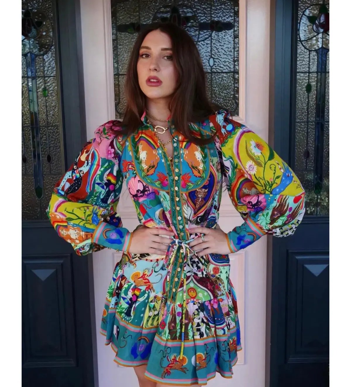 Alemais Evergreen Mini Dress In Multi Print Size 10 photo 3