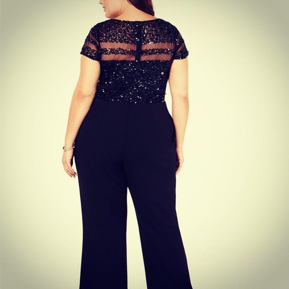 Adrianna Pappell black sequin Jumpsuit size 18 photo 3