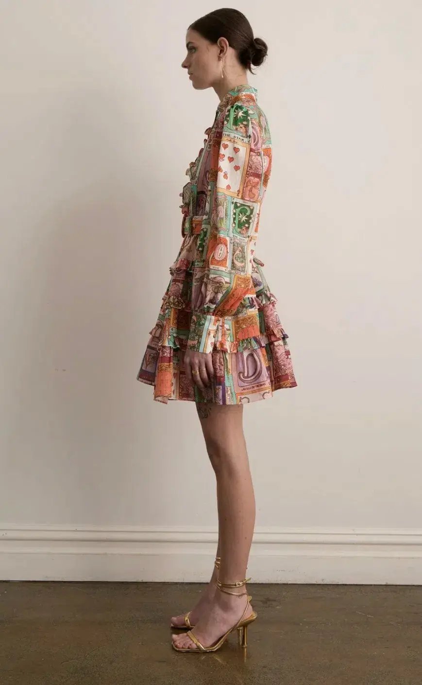 Kate Ford Cairo Frill Layered Mini Dress Wheel of Fortune Size 4 / AU 14 photo 2
