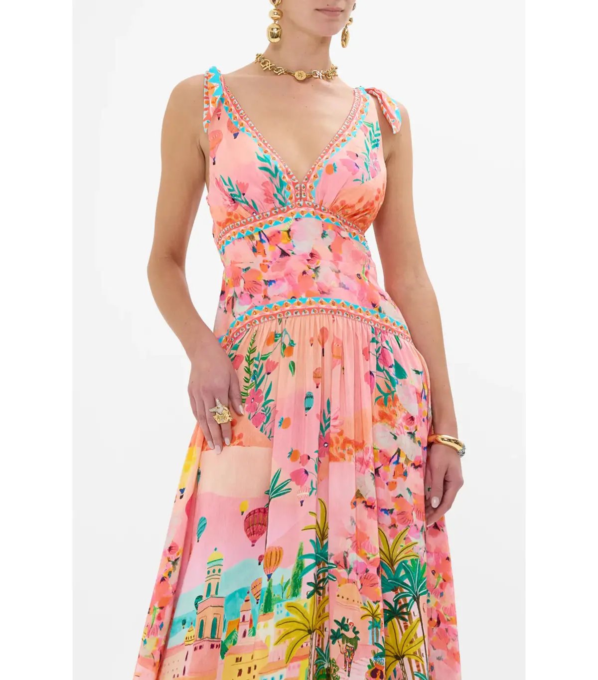Camilla Tie Shoulder Dress in Sister Sunset Size AU 10 photo 3