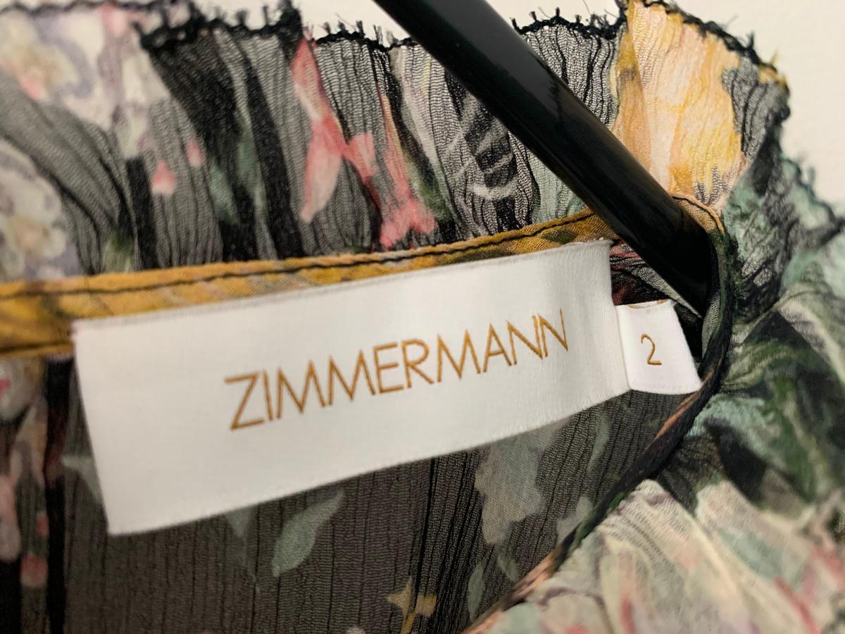 Zimmerman Ladybeetle Draped Sleeve Top Midnight Floral Size 2/AU 12 photo 4