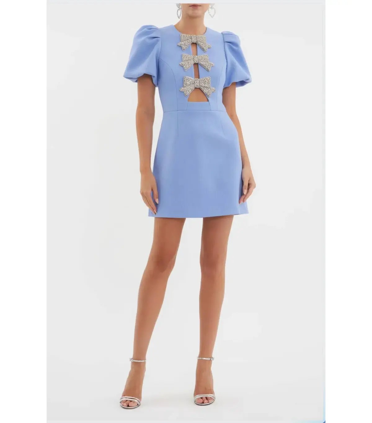 Rebecca Valliance Juliana Puff Sleeve Mini Dress Blue Size AU 12 photo 2