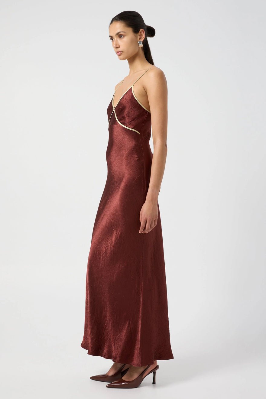 Third Form Crush Contrast Bind Cami Dress - Shiraz & Apple photo 2