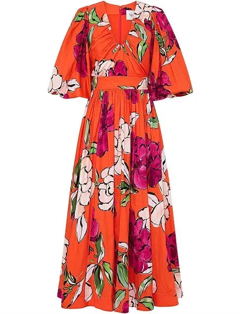 Aje Marlene Floral Midi Dress Vivid Camellia Size 4 photo 5