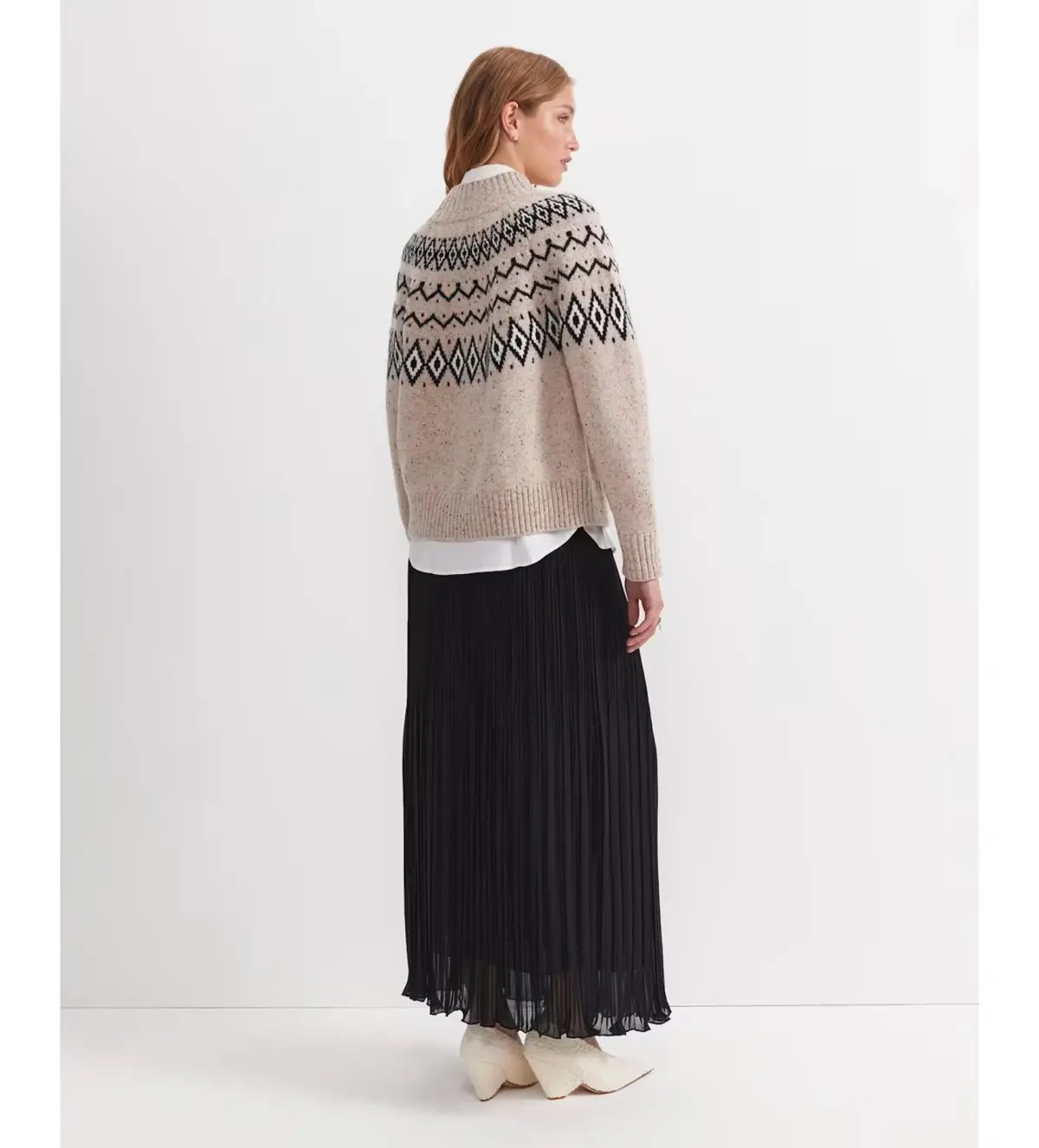 Sportscraft Sunflower Fair Isle Wool Sweater Oatmeal One Size photo 4