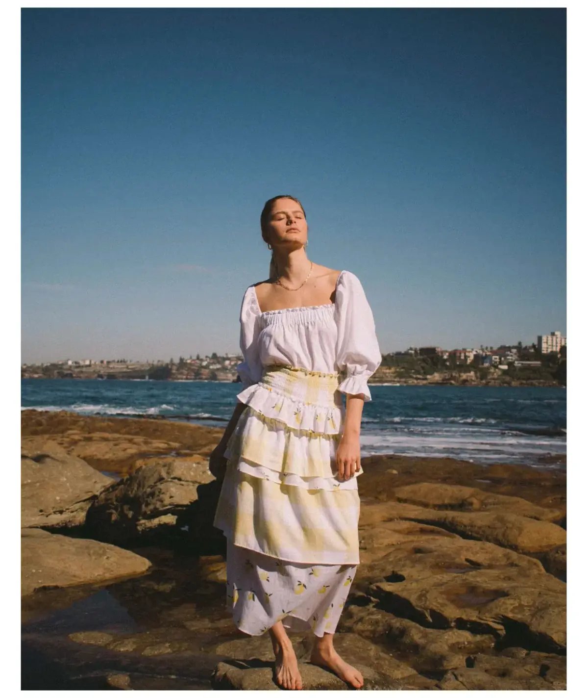 Ambra Maddalena Guinevera Dress Lemonata/White Size 10 photo 3