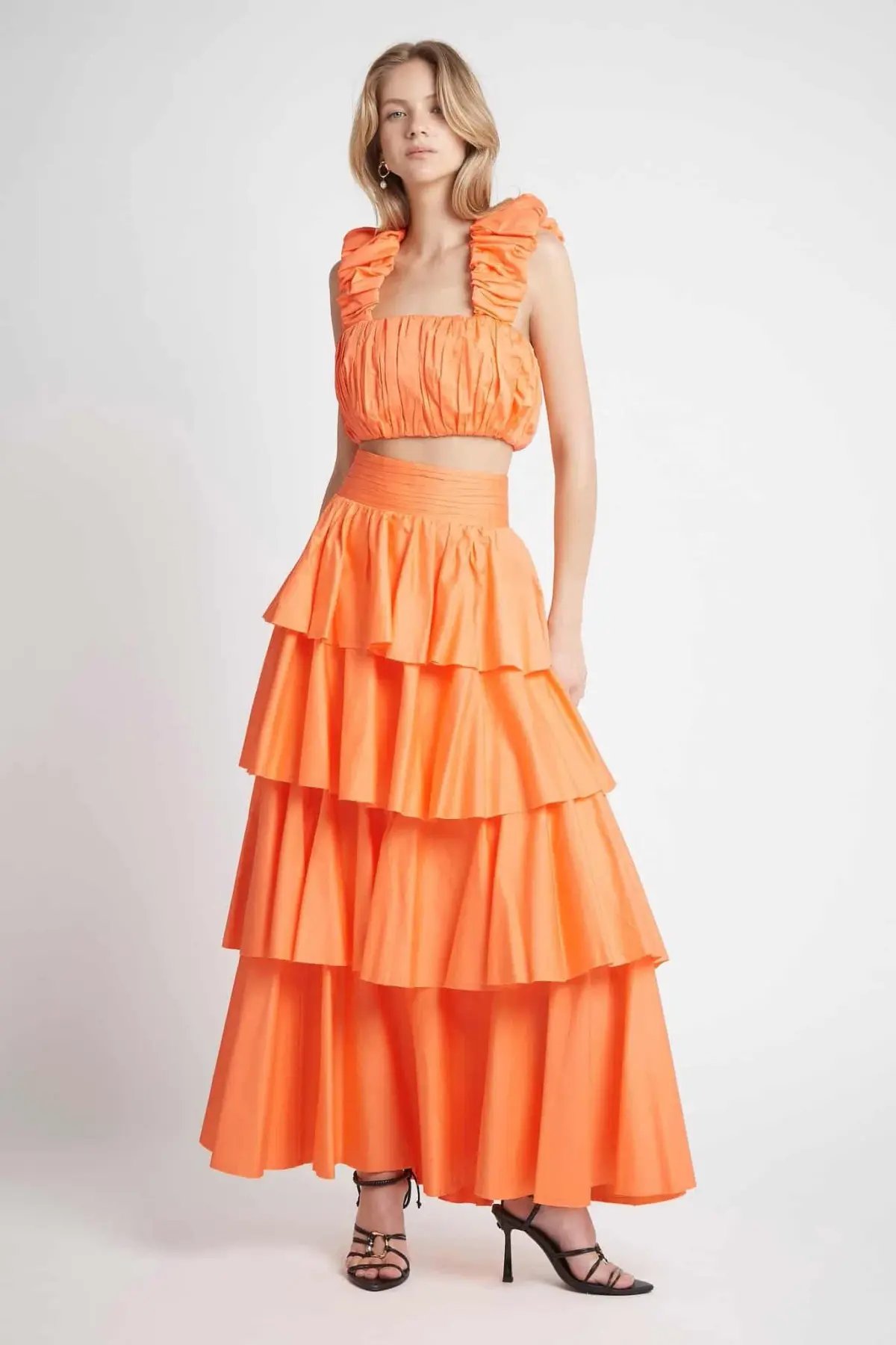 Aje  Medina Ruched Set Mandarin Orange Size 12 photo 4