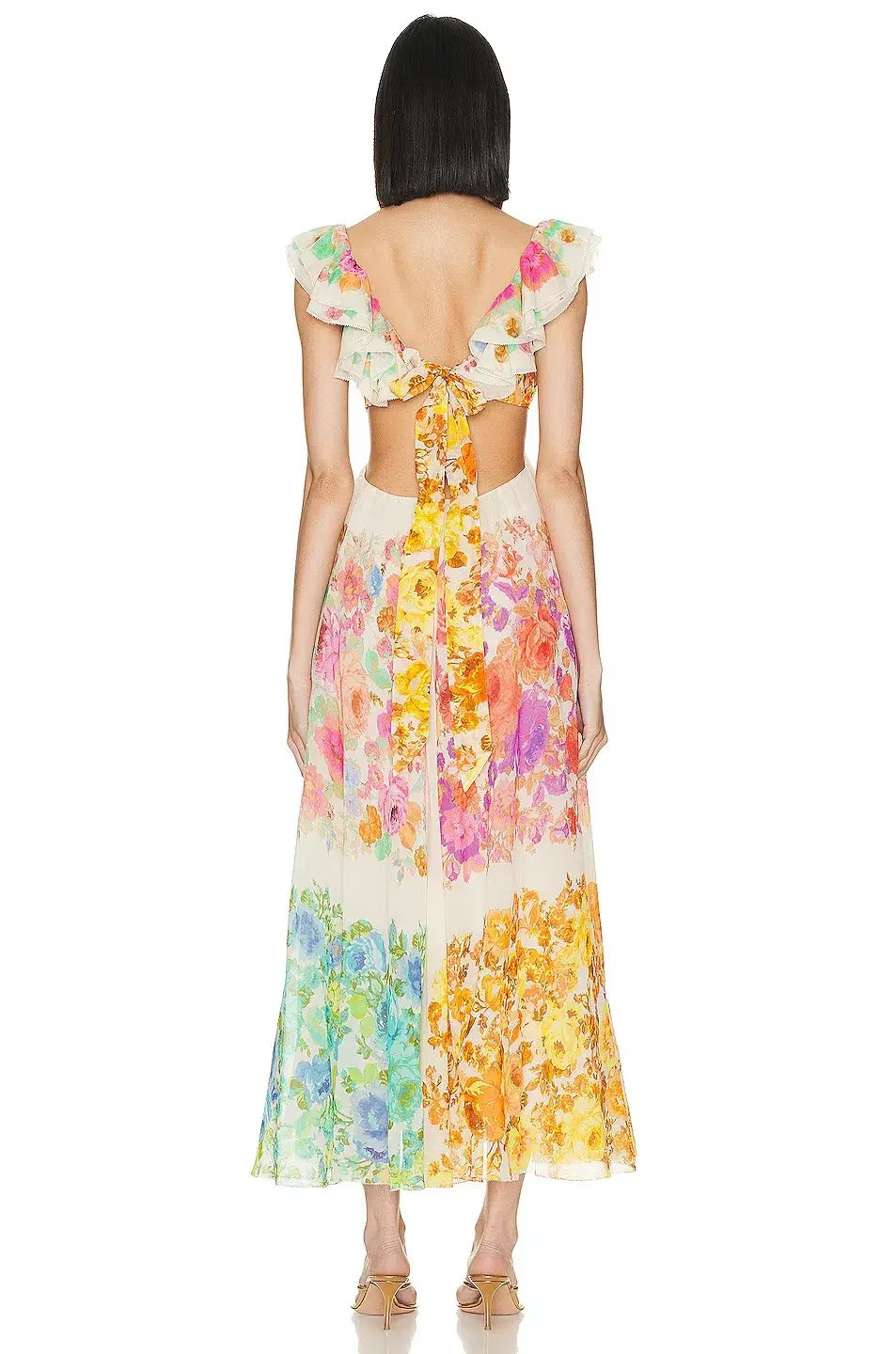 Zimmermann Raie Frill Shoullder Midi Dress Multi Floral Size 1 / AU 10 photo 3