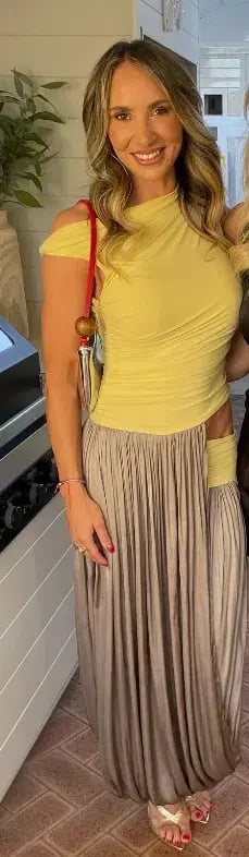 Bec & Bridge Serene Boatneck Maxi Dress Citrus/ Taupe Size AU 10 photo 4