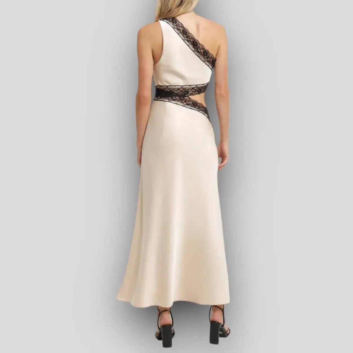 MISHA Jillian Satin Maxi Dress Pink Champagne/Black Size 8 photo 4