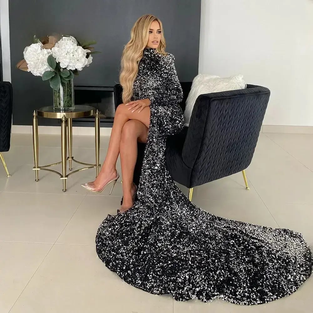 Abyss by Abby Alexia Long Sleeve Gown Gunmetal Size 8 photo 5