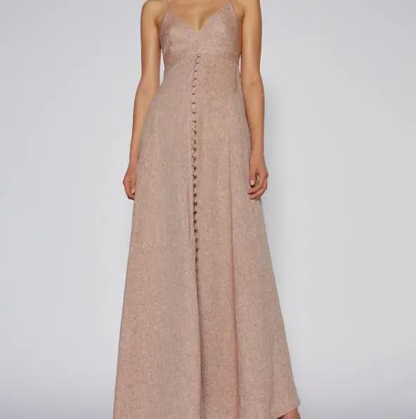 Scanlan Theodore Italian Linen Shoestring Dress Cappuccino Size 6 photo 2