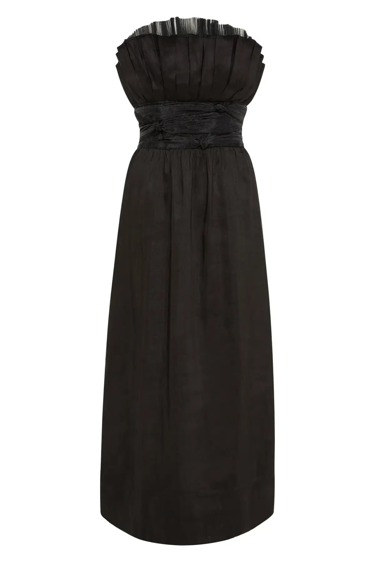 AJE Black Whisper Knot Strapless Ruffle Midi Dress AU 8 photo 4