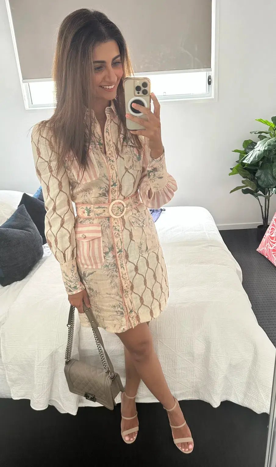 Zimmermann Moonshine Patched Shirt Mini Dress in Spliced Pink 0 / AU 8 photo 5