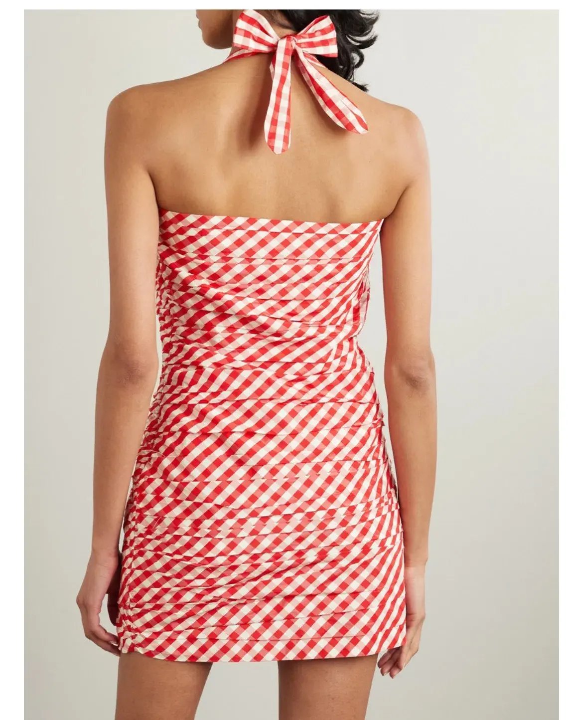 Bernadette Tippy Gingham Pleated Taffeta Halterneck Mini Dress Red Size 6 photo 2