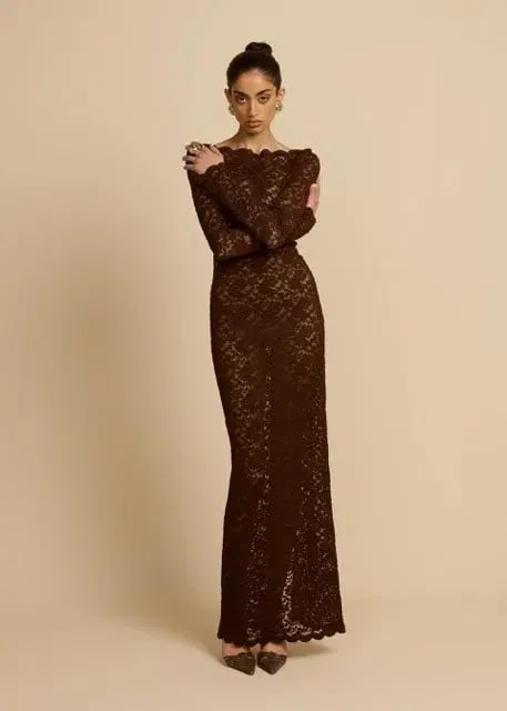 Arcina Ori Monet Maxi Dress Chocolate Brown Size M AU 10 photo 4